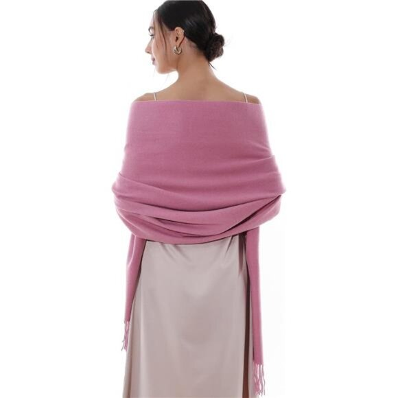 Women Pashmina Shawls Wraps Warm Soft Pink - Picture 2 of 6